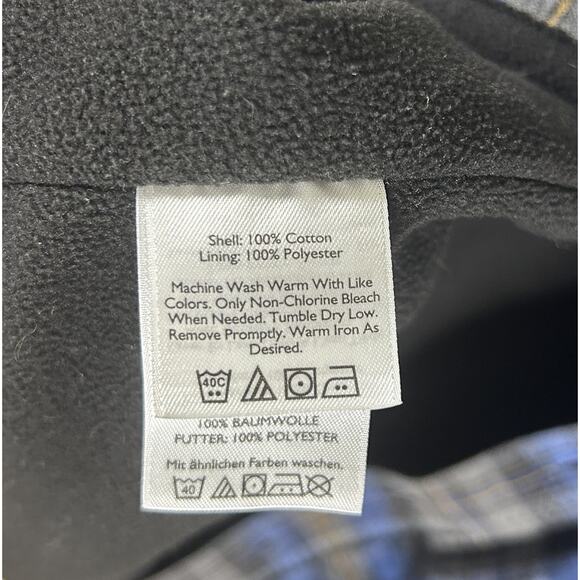 Eddie Bauer Fleece-Lined Plaid Shirt Jacket Blue Gray Plaid Men’s Tall Large - Picture 8 of 8